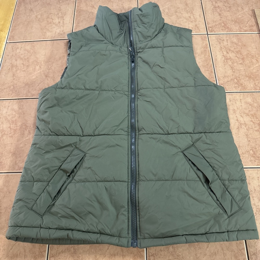 REI CO-OP Down‎ Vest Mens Size Small Green Quilted Puffer Nylon Zip Pockets